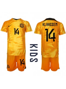 Nederländerna Davy Klaassen #14 Replika Hemmakläder Barn VM 2022 Kortärmad (+ byxor)